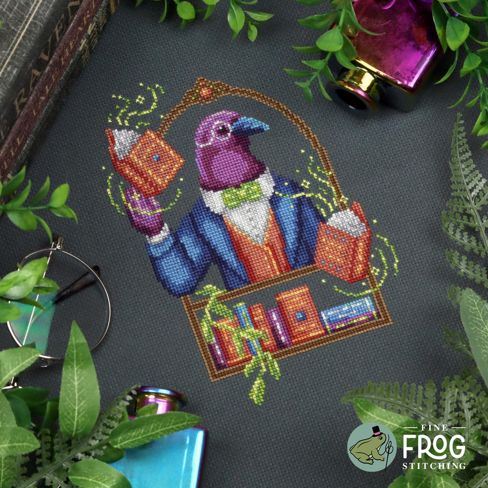 Preorder - Crow Librarian by Fine Frog Stitching