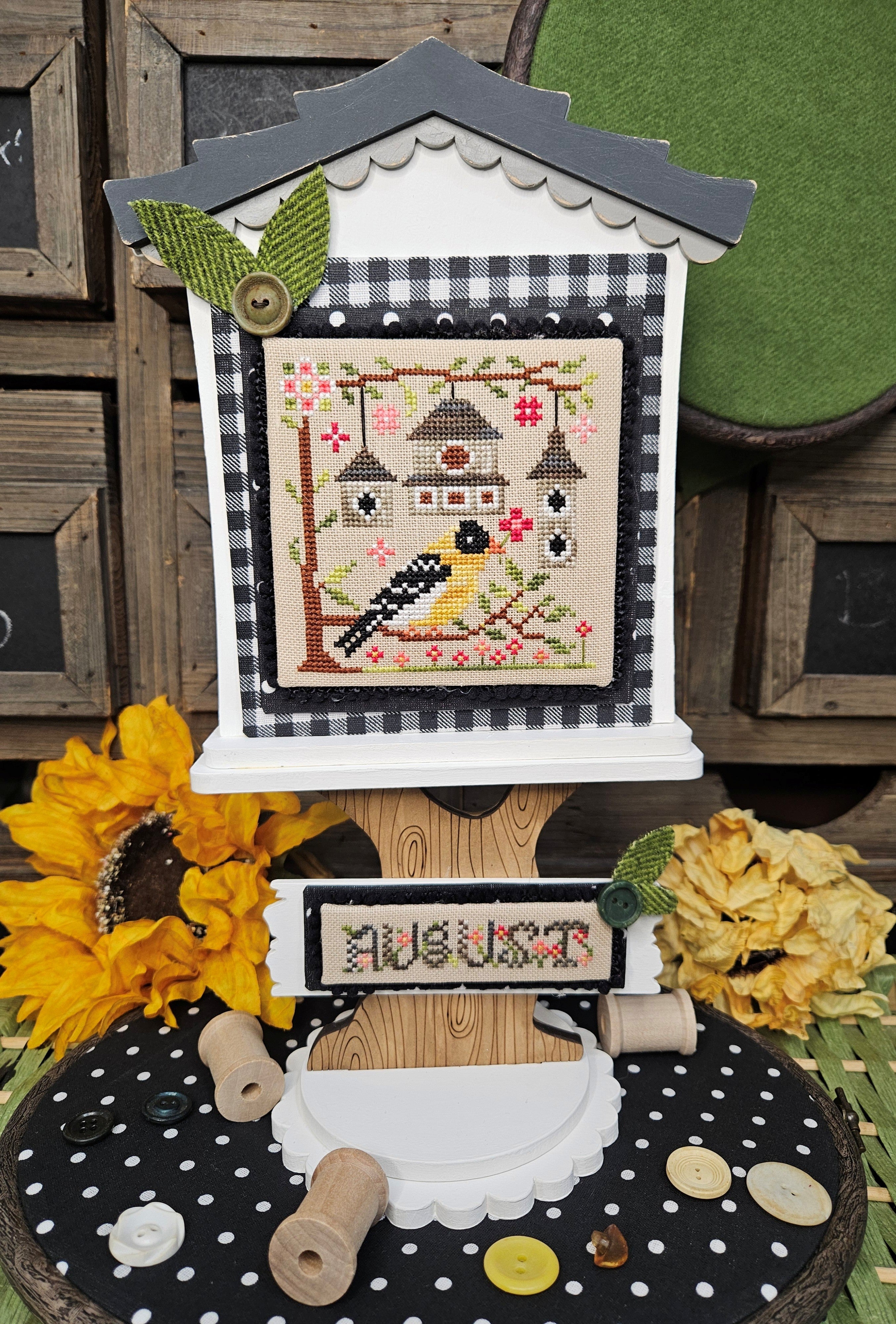 Preorder - Feathered Friends: August by Quaint Rose NeedleArts