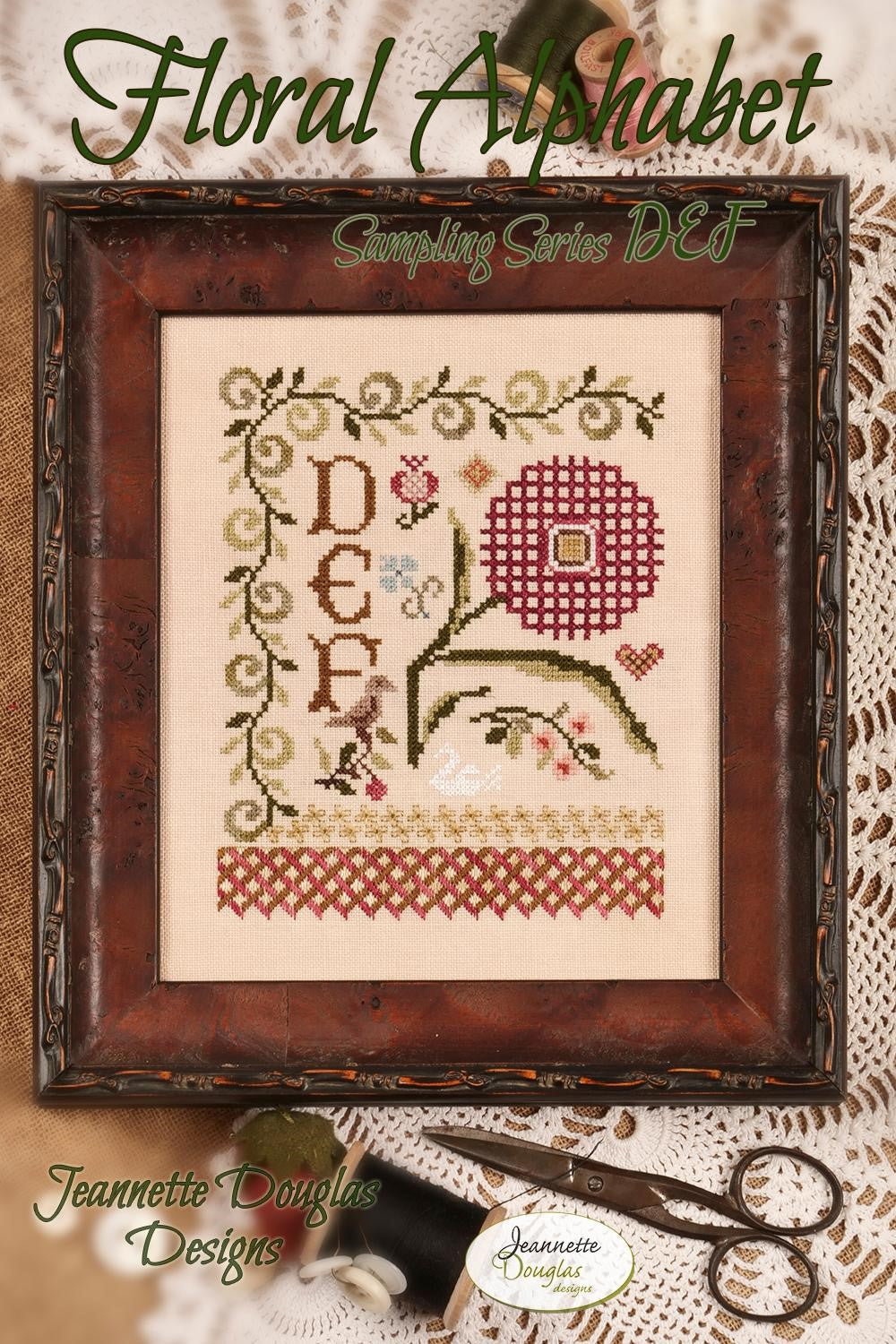 Preorder - Floral Alphabet Sampling Series DEF by Jeannette Douglas Designs