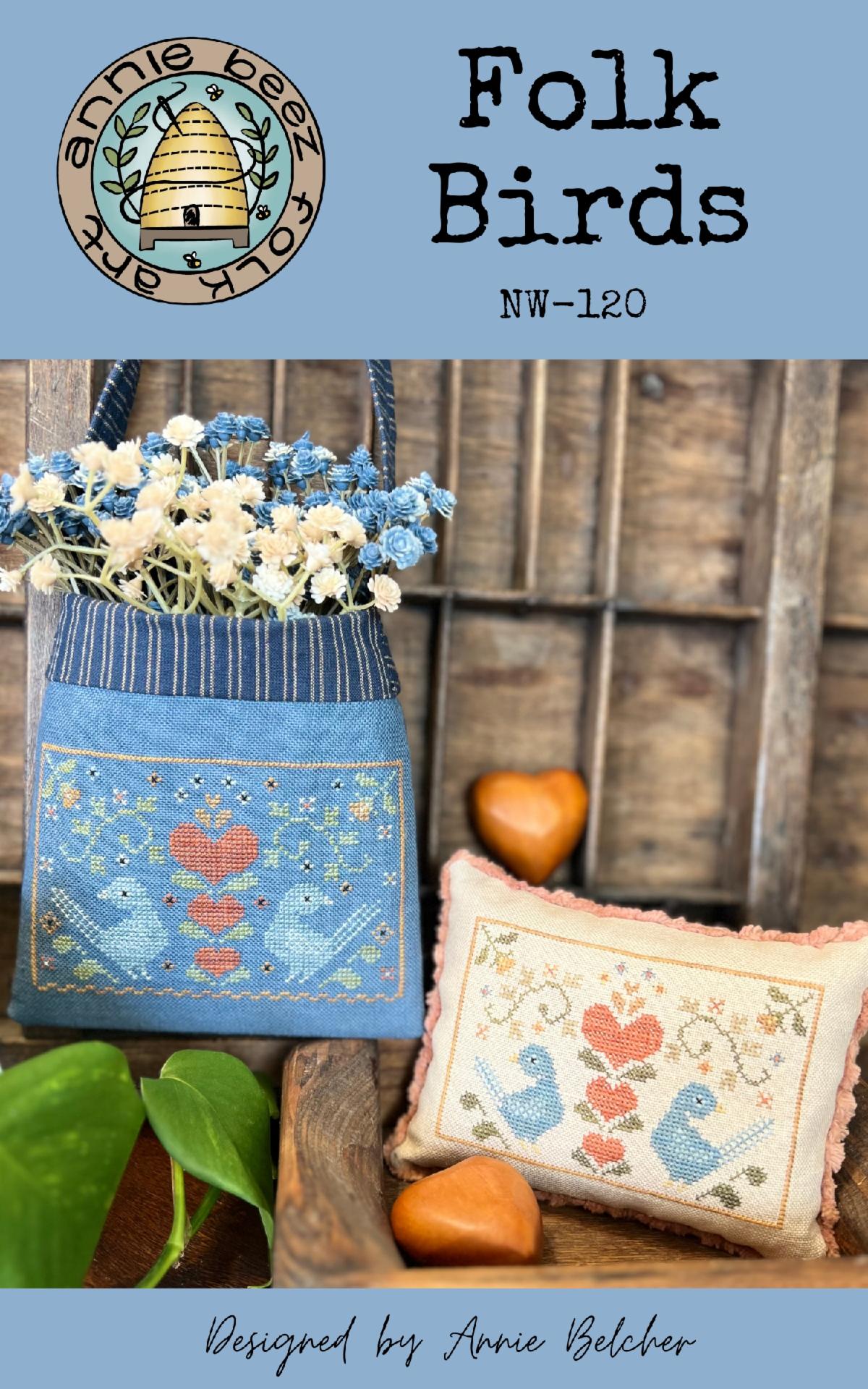 Preorder - Folk Birds Pincushion and Pouch by Annie Beez Folk Art