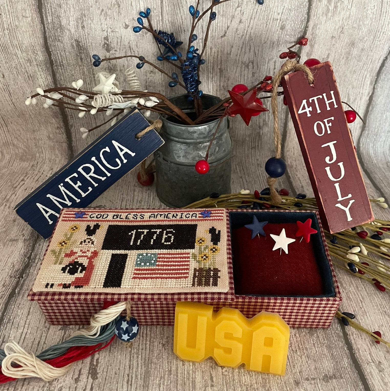 Preorder - God Bless America sewing Box by Mani Di Donna