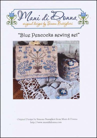 Blue Peacocks Sewing Set by Mani di Donna