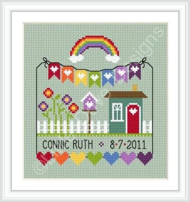 Rainbow Birth Sampler by Little Dove Designs