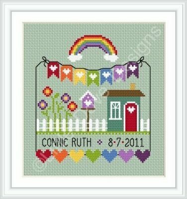 Rainbow Birth Sampler by Little Dove Designs